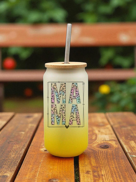Elegant frosted yellow mug with straw
